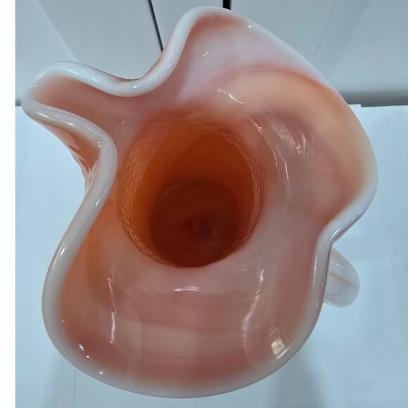 Vintage Footed Peach-Swirl Hobnail Glass Pitcher - Large Decorative Collectible - Picture 10 of 13